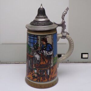 VTG German Beer Stein w/Pewter Lid